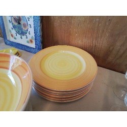 LOT DE 5 ASSIETTES PLATES ORANGE 