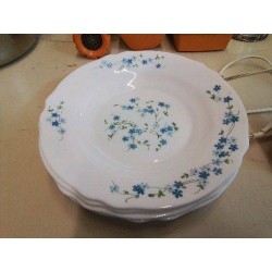 LOT DE 5 ASSIETTES BLEU MOTIF FLORAL 