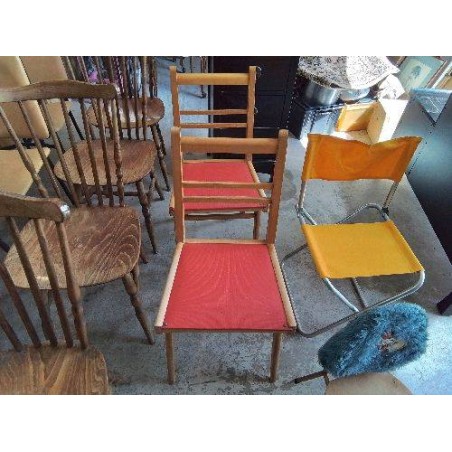 CHAISE ROUGE ANNÉE 70 SKAÏ 