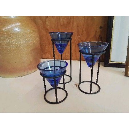 TRIO DECO VERRE BLEU 