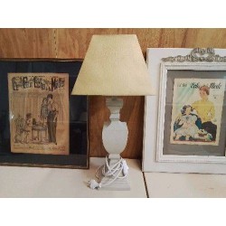 LAMPE GRISE ABAJOUR DORÉ 