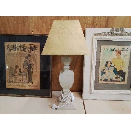 LAMPE GRISE ABAJOUR DORÉ 
