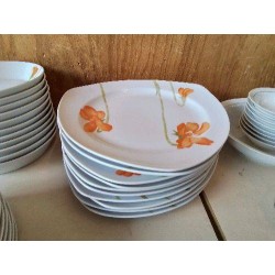 LOT DE 1O PLATES ASSIETTES TRIANGULAIRES MOTIF FLORAL 