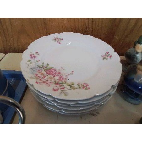 LOT DE 6 ASSIETTES À DESSERT MOTIF FLORAL 