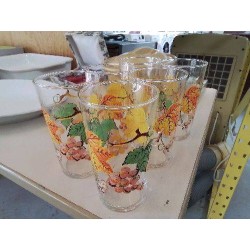 LOT DE 6 VERRES À JUS MOTIF GRAPPE RAISIN 