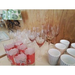 LOT DE 6 VERRE SUR PIED VERRE TINTÉ