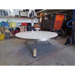 TABLE BASSE RONDE CONTEMPORAINNE PLATEAU BLANC EN VERRE 