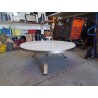 TABLE BASSE RONDE CONTEMPORAINNE PLATEAU BLANC EN VERRE 