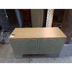 PETIT BUFFET METALIQUE VERT SAUGE ET BOIS REF OVIBJ626540-HJ