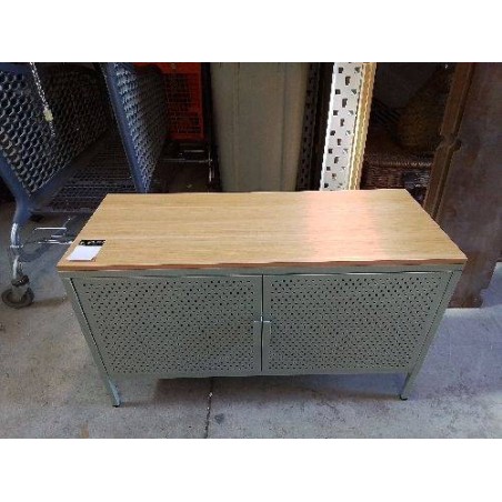 PETIT BUFFET METALIQUE VERT SAUGE ET BOIS REF OVIBJ626540-HJ