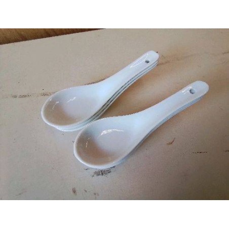LOT DE 6 CUILLÈRES EN PORCELAINE 