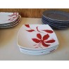 LOT DE 5 ASSIETTES CARRÉ MOTIF FLORAL 