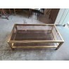 TABLE BASSE DORÉE PLATEAU EN VERRE 