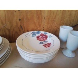 ASSIETTE CREUSE SERGUEMINES MOTIF ROSE