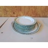SERVICE À DESSERT VERT MOTIF CARRÉ ( PLAT+7 ASSIETTES )