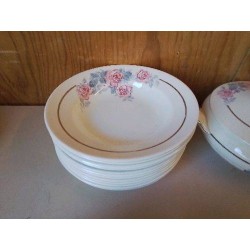 LOT DE 6 ASSIETTES CREUSES SERGUEMINES AVEC MOTIF FLORAL 