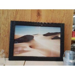 CADRE CUIR NOIR DECORS DESERT 