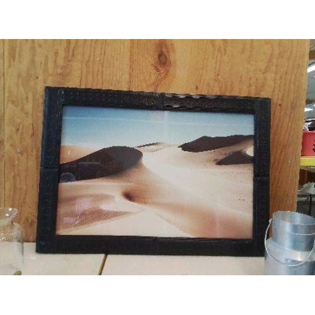 CADRE CUIR NOIR DECORS DESERT 