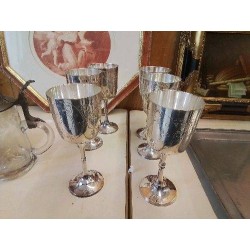 LOT DE 6 VERRES À PIED PLAQUÉ MÉTAL ARGENTÉ