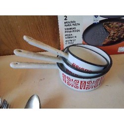 LOT DE 3 CASSEROLE EN METAL ÉMAILLÉE 