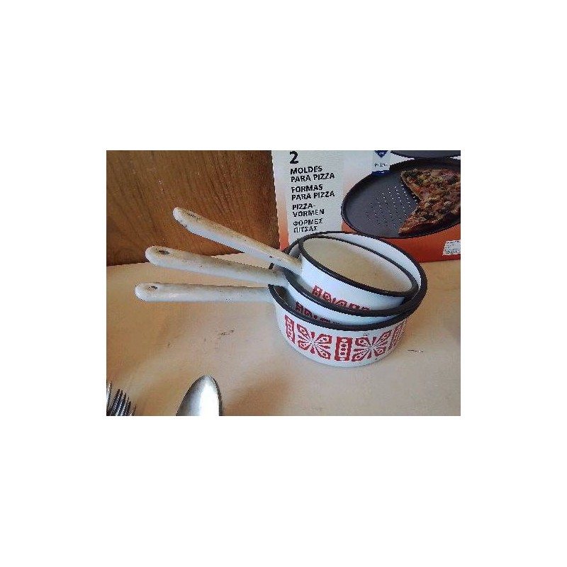 LOT DE 3 CASSEROLE EN METAL ÉMAILLÉE 