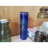 BOCAL BLEU EN VERRE MOTIF ORANGE 