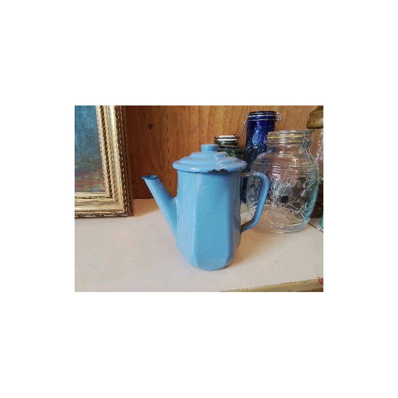 CAFETIÈRE EN TAULE ÉMAILLÉ BLEU 