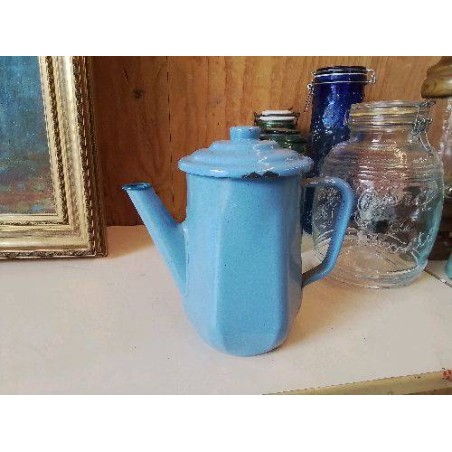 CAFETIÈRE EN TAULE ÉMAILLÉ BLEU 