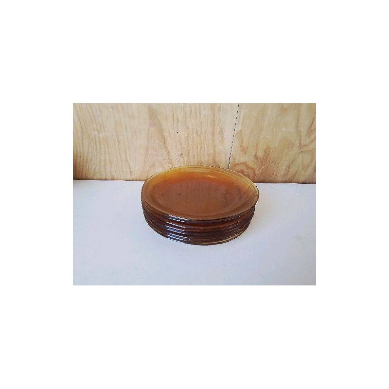 LOT DE 8 ASSIETTE ORANGE EN VERRE 
