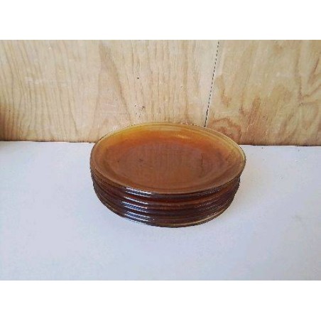 LOT DE 8 ASSIETTE ORANGE EN VERRE 