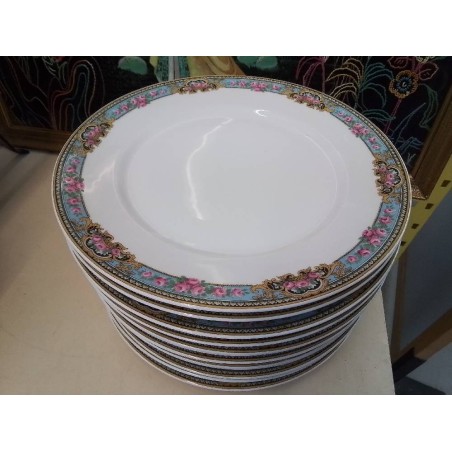 LOT D\'ASSIETES PLATES PORCELAINE MOTIF FLORAL