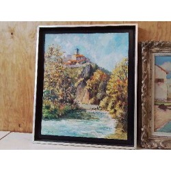 PEINTURE SUR BOIS ’ LES MONTAGNES AUVERGNATES’