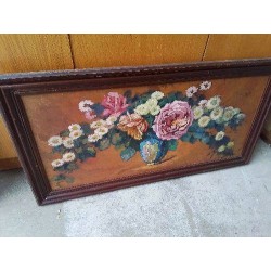 PEINTURE SUR BOIS ’ BOUQUET DE FLEURS’