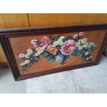 PEINTURE SUR BOIS ’ BOUQUET DE FLEURS’