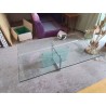 TABLE BASSE PLATEAU EN VERRE PIED EFFET CRAQUELÉ 