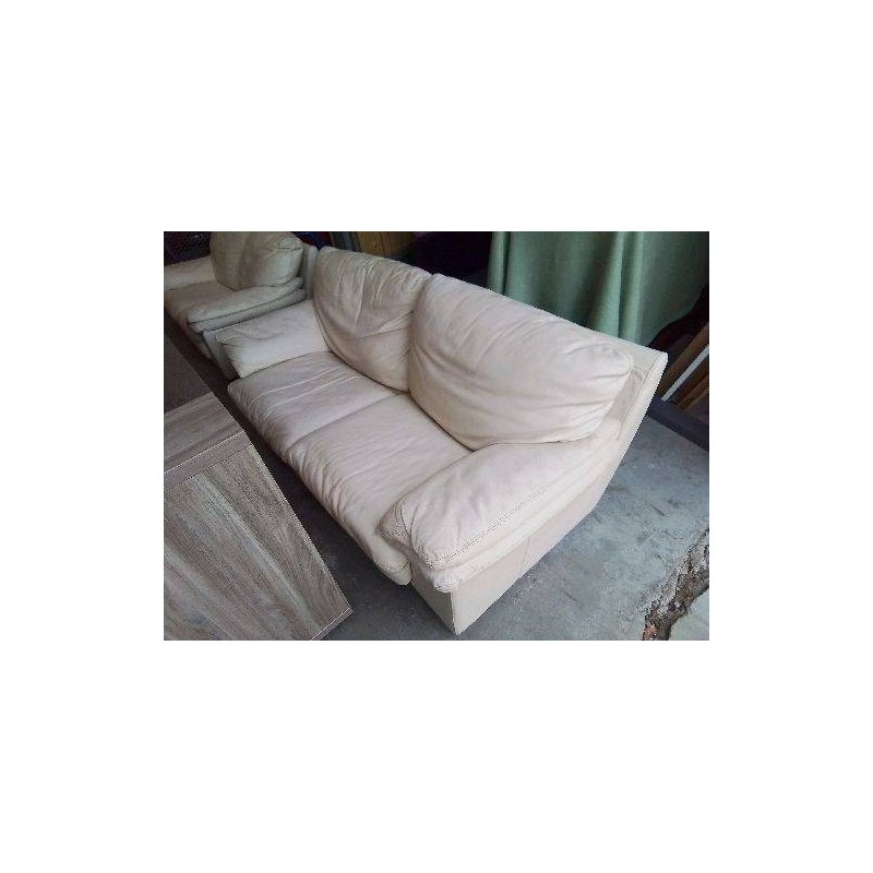 CANAPÉ 2/3 PLACES CUIR BEIGE 