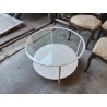 TABLE BASSE BLANCHE RONDE PLATEAU EN VERRE