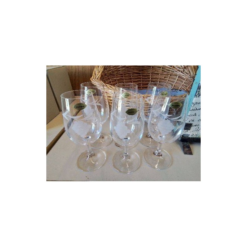 LOT DE 6 VERRE À CHAMPAGNE EN CRISTAL MOTIF RAISINS 