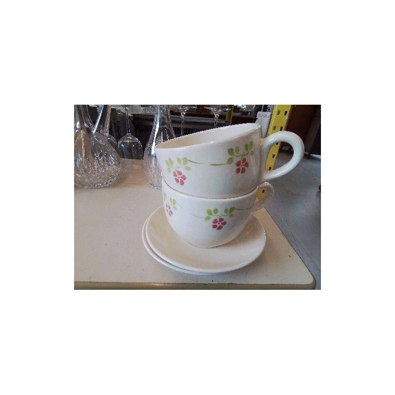GRANDE TASSE AVEC SOUCOUPE MOTIF FLORAL 