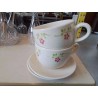 GRANDE TASSE AVEC SOUCOUPE MOTIF FLORAL 