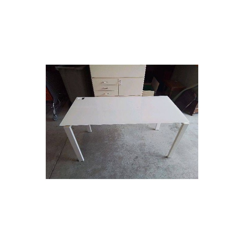 BUREAU BLANC ACIER ET VERRE