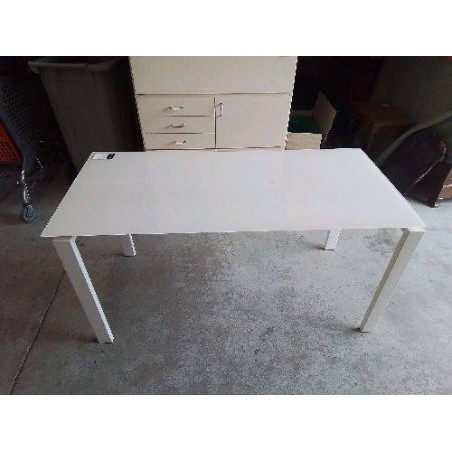 BUREAU BLANC ACIER ET VERRE