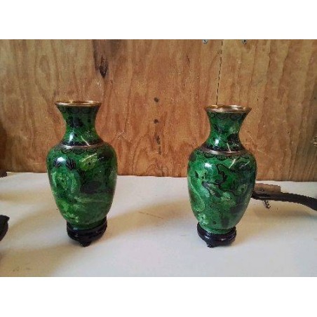  VASE ASIATIQUE VERT ÉMERAUDE EN LAITON 