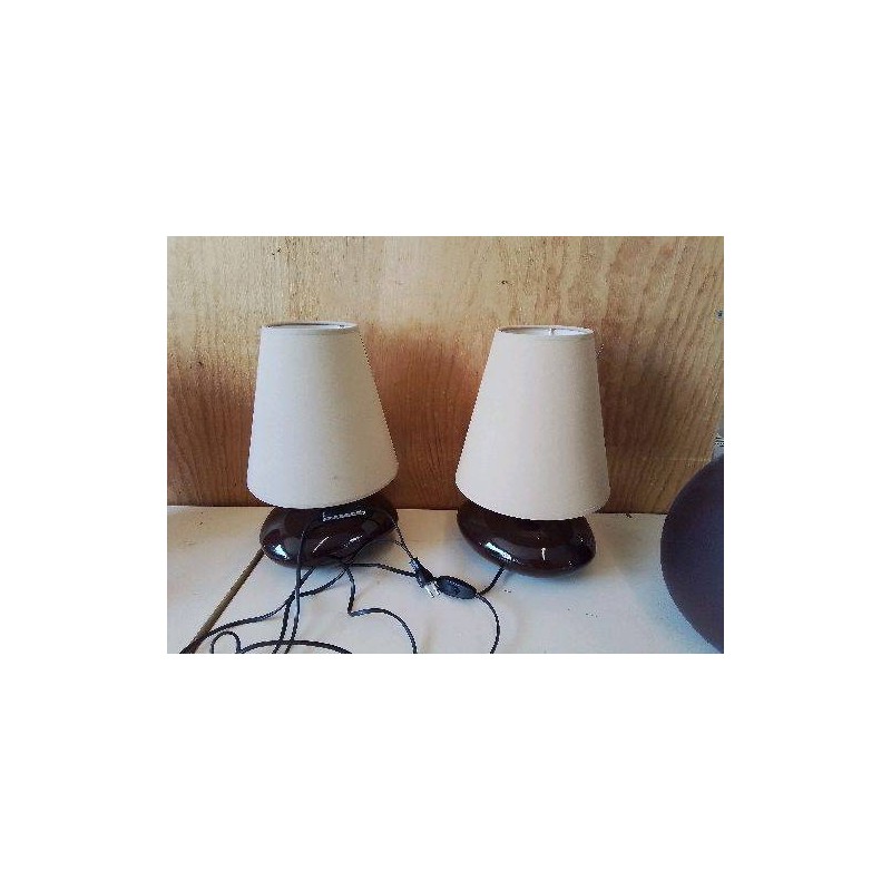 PETITE LAMPE DE CHEVET MARRON ET CRÈME 