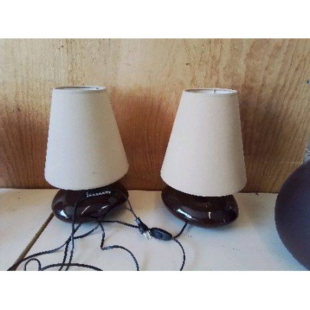 PETITE LAMPE DE CHEVET MARRON ET CRÈME 