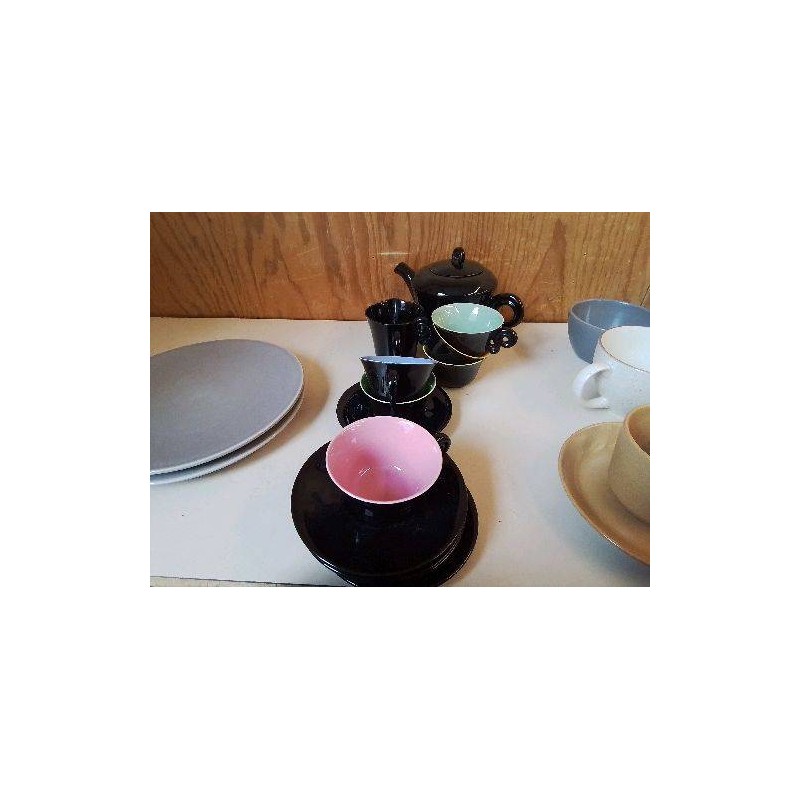 SERVICE À CAFÉ NOIR COLORÉ 