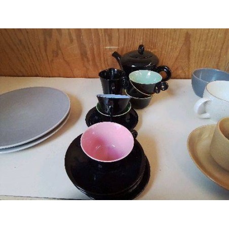 SERVICE À CAFÉ NOIR COLORÉ 