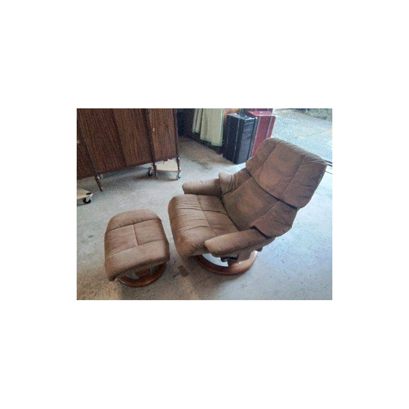 FAUTEUIL STRESSLESS TISSUS MARRON