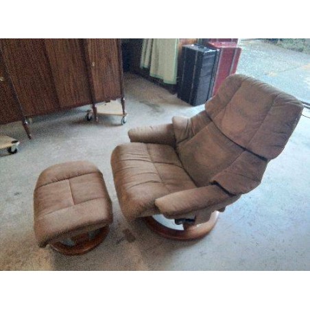 FAUTEUIL STRESSLESS TISSUS MARRON