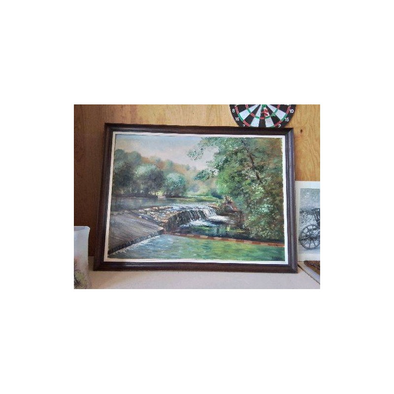 GRAND TABLEAU PAYSAGE DE RIVIÈRE 